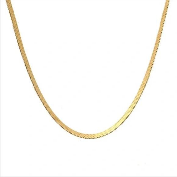 18” NEW GOLD HERRINGBONE SNAKE LINK CHAIN NECKLACE, NICE NECKLACE, CUTE NECKLACE - Picture 6 of 7